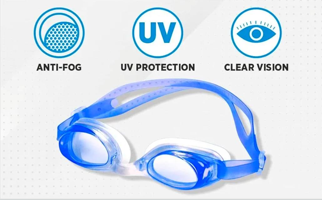MAXX SPORTS Anti-Fog Swimming Goggles with UV Protection & Adjustable Strap