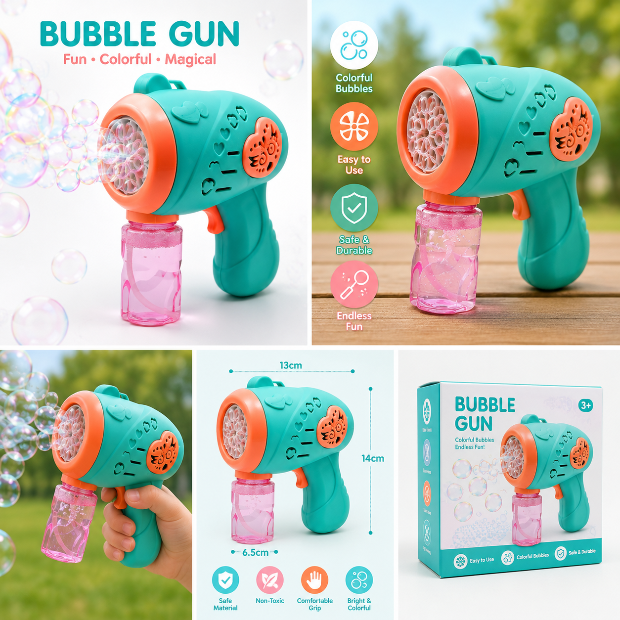 Kids Automatic Bubble Gun Machine – Colorful Portable Bubble Blower Toy