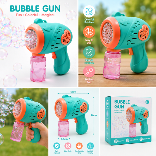 Kids Automatic Bubble Gun Machine – Colorful Portable Bubble Blower Toy