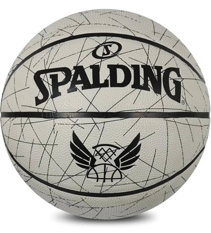 SPALDING Size 7 Basketball | Indoor & Outdoor Rubber Basketball | White & Black Training Ball