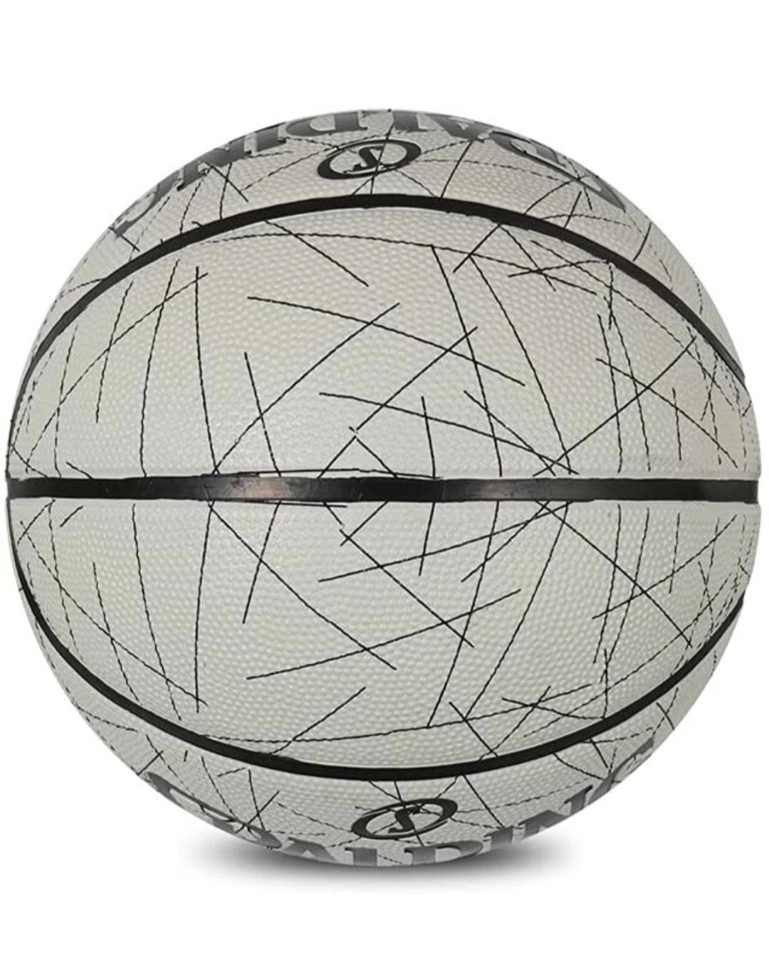 SPALDING Size 7 Basketball | Indoor & Outdoor Rubber Basketball | White & Black Training Ball