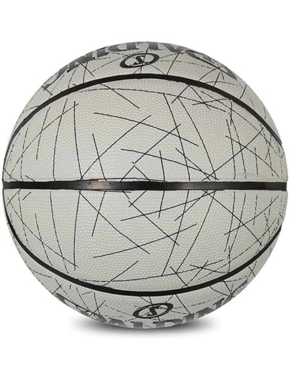 SPALDING Size 7 Basketball | Indoor & Outdoor Rubber Basketball | White & Black Training Ball