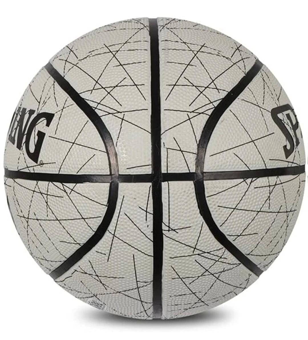 SPALDING Size 7 Basketball | Indoor & Outdoor Rubber Basketball | White & Black Training Ball