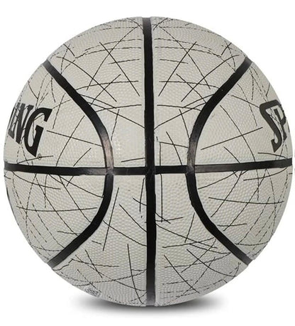 SPALDING Size 7 Basketball | Indoor & Outdoor Rubber Basketball | White & Black Training Ball