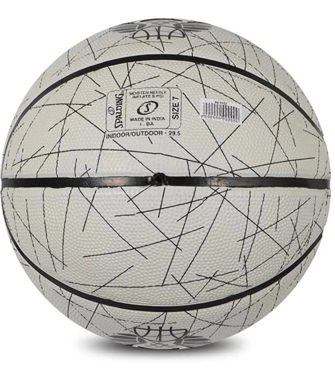 SPALDING Size 7 Basketball | Indoor & Outdoor Rubber Basketball | White & Black Training Ball