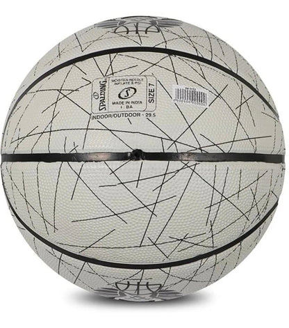 SPALDING Size 7 Basketball | Indoor & Outdoor Rubber Basketball | White & Black Training Ball