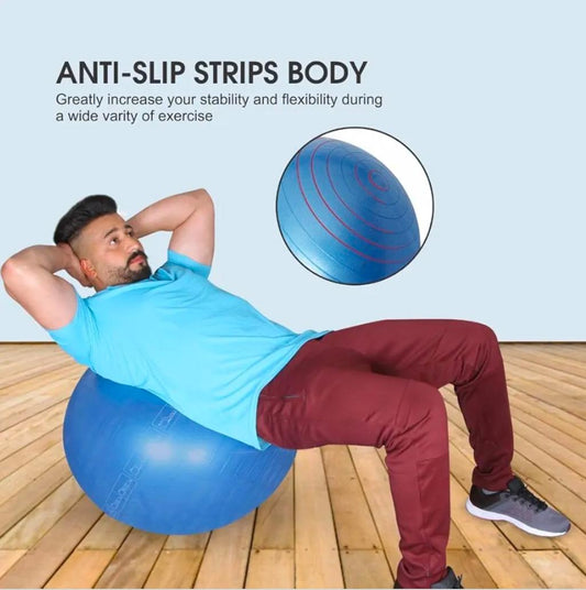 Anti-Burst Gym Ball with Pump | Non-Slip Exercise & Stability Ball for Home Workouts 65 diameter