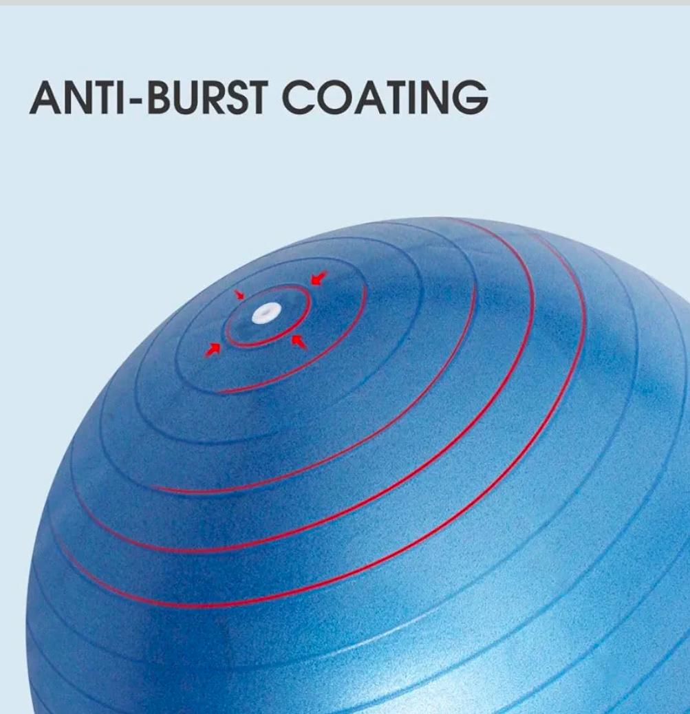 Anti-Burst Gym Ball with Pump | Non-Slip Exercise & Stability Ball for Home Workouts 65 diameter