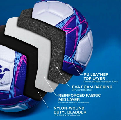 NIVIA Mercury Power-Stitched Football – Durable PU Leather, 12 Panel Design with EVA Foam & Butyl Bladder