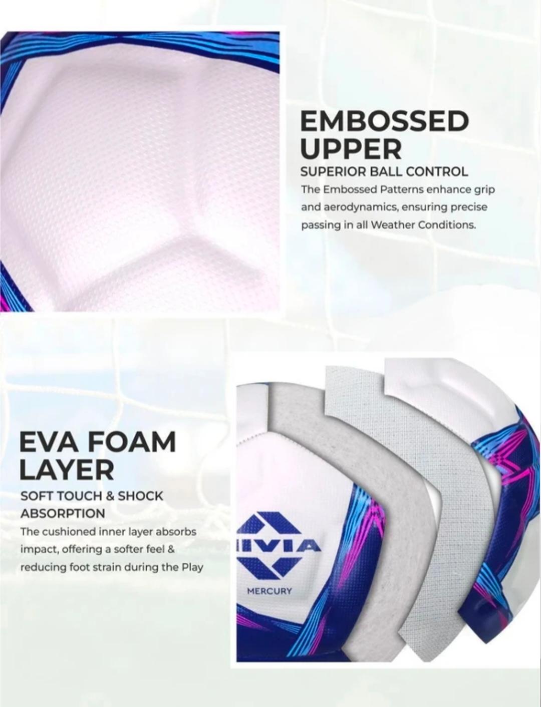 NIVIA Mercury Power-Stitched Football – Durable PU Leather, 12 Panel Design with EVA Foam & Butyl Bladder