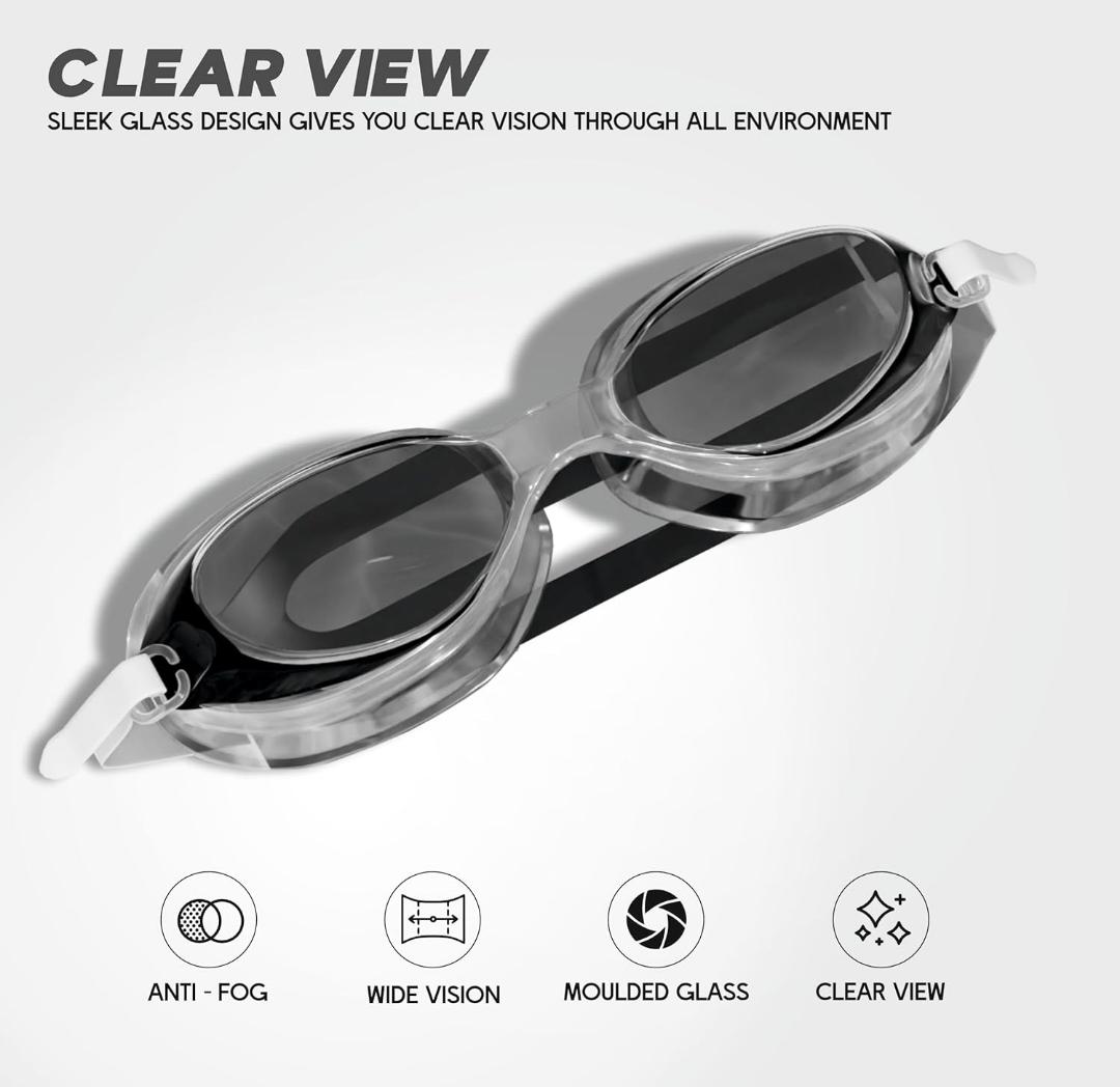 KONEX Anti-Fog Swimming Goggles with UV Protection & Adjustable Strap