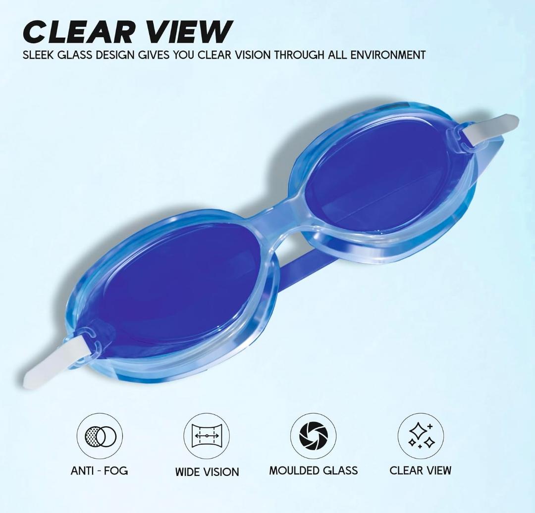 KONEX Anti-Fog Swimming Goggles with UV Protection & Adjustable Strap