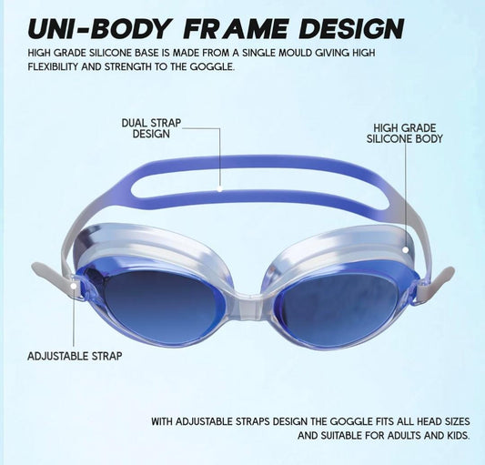 KONEX Anti-Fog Swimming Goggles with UV Protection & Adjustable Strap