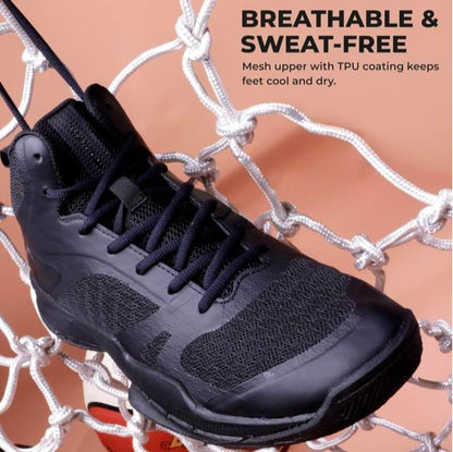 Nivia Men’s Black Basketball Shoes | High-Top Grip & Cushion Performance Sneakers