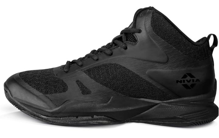 Nivia Men’s Black Basketball Shoes | High-Top Grip & Cushion Performance Sneakers