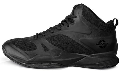 Nivia Men’s Black Basketball Shoes | High-Top Grip & Cushion Performance Sneakers