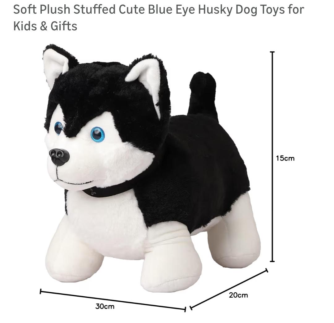 Soft Plush Stuffed Cute Eye Husky Dog Toys for Kinds & Gifts